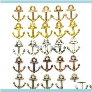 Descobertas Componentes Jewelry1000Pcs 14x19Mm Diy Jóias Aessórios 5 Cores Bronze Sier Cor de Ouro Liga Vintage Oceano Anchor Charms221M