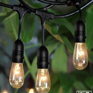 Waterproof Heavy Duty 15M Outdoor E27 Bulb String lights Connectable Festoon for Party Garden Christmas Holiday Garland Cafe2328
