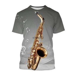 Herr t-shirts saxofon jazzmusik t-shirt för män kvinnor 3d tryck sommar avslappnad rund hals hip hop t-shirt korta ärmar toppar tee kläder