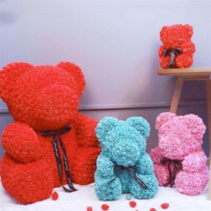 Schnelle Lieferung PE Kunststoff Künstliche Blumen Rose Bär Schaum Rose Blume Teddybär Valentinstag Geschenk Geburtstagsfeier Frühling Decora282a