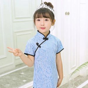 Mädchenkleider Prinzessin Mädchenkleid Chinesische traditionelle Kostüme Cheongsams Hanfu Tight DragonPhoenix Floral Kinder Kimono Satin