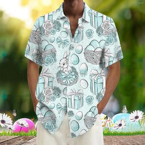 Herren-Freizeithemden, Ostertag, für Herren, stilvoll, Cartoon-Digital-3D-Druck, Blusen, lockerer Reversknopf, hawaiianische klassische tägliche Strandkleidung