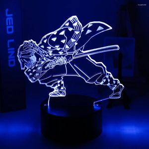 Luzes noturnas de acrílico led luz anime demon slayer agatsuma zenitsu figura para crianças decoração de quarto infantil legal kimetsu no yaiba lâmpada presente