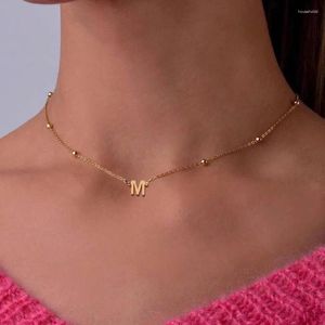 Pendant Necklaces 2024 Fashion A-Z Initials Letter Necklace Women Temperament Stainless Steel Bead Chain For Jewelry Gift