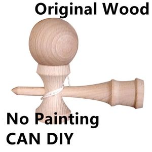 Ingen målning Original Wood Kendama utomhus Childen vuxna Toy Ball Wood Skillful Jongling Toys Can DIY Processing 240126