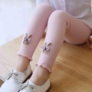 Byxor Autumn Spring Baby Girls Stretch Pants Leggings Slim With Velvet Brodery Kids Leisure Cartoon Eye Children's Clothing Clothing