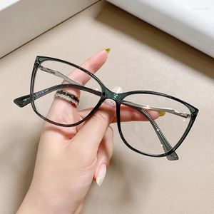 Solglasögon 2024 Fashion Cat Eye Reading Blue Light Glasses Women Optical Computer Wives Luxury Eyeglass Frames Plus Diopter 0 2 3