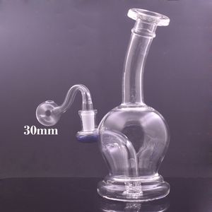 Unique Round Glass Bong Recycler Hookah Ash Catcher Bongs Perc Oil Dab Rigs Smoking Water Pipes 14mm Joint with Male Glass Oil Burner Pipe Tobacco Bowl Cheapest Price