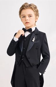 Boys Black 007 Piano Pography Suit Kids Party Ceremony Costume Children Birthday Wedding Prom Eve Performance Tuxedo Dress 240119