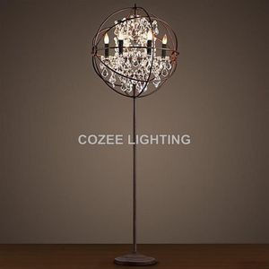 Lampy podłogowe Vintage Crystal Lampa Oświetlenie Oświetlenie LED Kula Cristal Home Home Restaurant Living and Jading Room257s