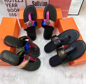 2024 Slippers kurt geiger flip flops slippers women sandals stitching rainbow slipper fashion designer slides flat shoes eagle head diamond 550