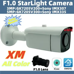 F1.0 obiektyw 5/3MP IMX335 IMX307 IP Metal Bullet Camera Starlight H.265 Onvif P2P Xmeye Icsee Wykrywanie twarzy
