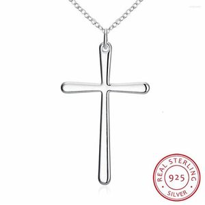 Pendant Necklaces Lekani Arrival Cool Girl Simple Cross 925 Sterling Silver Fine Jewelry Clavicle Chain N4252583