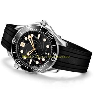Novo modelo masculino relógio automático 007 mostrador preto 300mm edição limitada pulseira de borracha relógios de pulso mecânico242k
