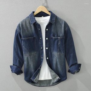 Männer Casual Hemden Mode Denim Hemd Für Männer Reine Baumwolle Langarm Cowboy Tops Kleidung Männlich Button Up