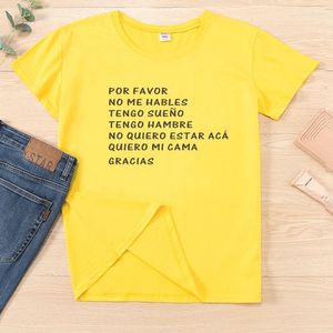 Kvinnors t-skjortor snälla prata inte med mig mode spanska camiseta mujer kort ärm bomullskvinnor t-shirts toppar casual lady shirt tee