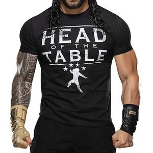 Men's T-shirts Mens Fanatics Branded Black Roman Reigns Head of the Table T-shirt Summer Short Sleeve Casual Children Clothes 513