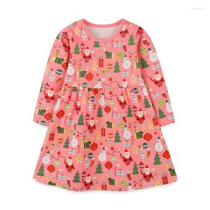 Girl Dresses Jumping Meters 2-7T Christmas Girls Animals Cartoon Children's Clothing Long Sleeve Year Party Kids Frocks Costume