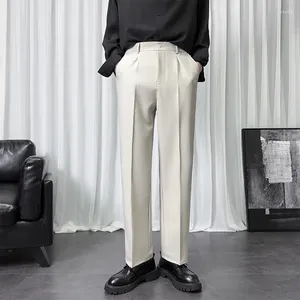 Pantaloni da uomo 2024 Baggy Abito casual per uomo Primavera Autunno Moda coreana Pantaloni da ufficio slim dritti Abiti maschili quotidiani Cachi