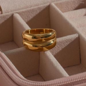 Cluster-Ringe 21 trendige glänzende Braut-Sets aus Edelstahl, vergoldet, wasserdicht, anlaufgeschützt, Größe 6, 7, 8, für Mädchen und Frauen265H