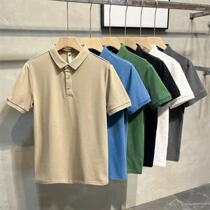 Erkek Polos 2024 Yaz Saf Pamuk Polo Gömlek Sıradan Düz Renk İnce Fit Marka Giysileri