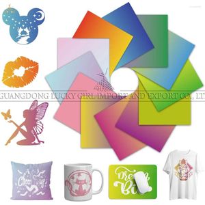 Window Stickers Lucky Goddness Colorful Gradient Infusible Transfer Ink 12x12 In Sublimation For Mug T-Shirt Heat