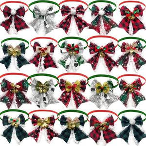 Dog Apparel 30/50pcs Christmas Bow Tie A Fuzzy Collars Cute Pet Grooming Products Small Middle Xmas Accessories