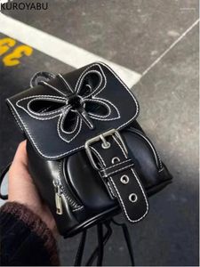 Школьные сумки, шикарный дизайн с бабочкой, мини-рюкзаки, женские винтажные женские рюкзаки Y2k, милая черная сумка в стиле Харадзюку для