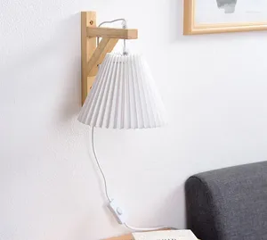 Lâmpada de parede de madeira com tomada para quarto cabeceira sala de estar corredor estudo luz decoração nórdica