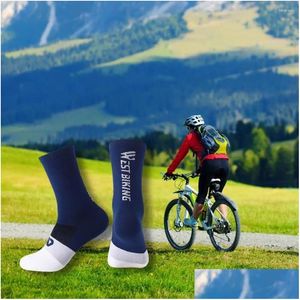 Sports Socks Mountain Cykling Icke-fallande cykling Långvarig anti-glid Uni Breatbar Road For Men Drop Delivery DHVE4