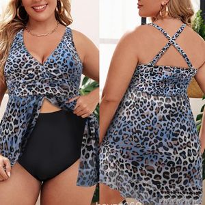 Damenbadebekleidung 2024 Frauen Sommer Gepolsterter Leopardendruck Schwimmkleid Strandkleidung Zweiteiliger Badeanzug Badeanzug Plus Size Tankini