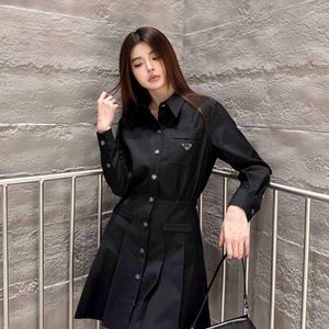 women dresses designer dress fashion inverted triangle label graphic shirt Dresses casual lapel single-breasted Slim Dress