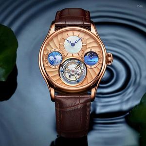 Wristwatches AESOP Tourbillon Mechanical Watches Multifunction Skeleton Hollow Men's Moon Phase Luminous Waterproof Sapphire