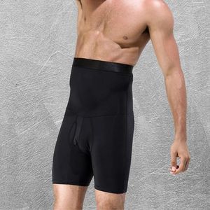 Homens de corpo shapers homens fitness shaper boxer briefs abdômen envoltório preto barriga controle cinta calças emagrecimento cintura alta barriga shorts roupa interior