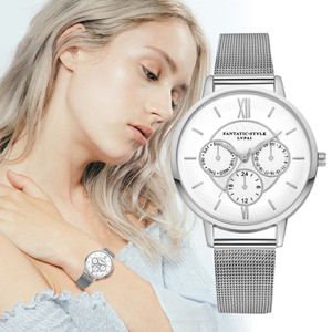 2020 Nya lyxiga kvinnors klocka silver rostfritt stål titta på kvinnor damer casual klänning kvarts armbandsur klocka241y
