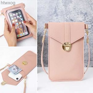 Cell Phone Pouches Summer explosion touch screen mobile phone bag Japan and South Korea PU small fresh vertical buckle simple fashion daily trend p YQ240131