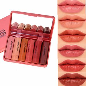 Veludo Matte Batom Set 6 pçs/set Sexy Nu Maquiagem Batom de Longa Duração À Prova D' Água Lip Glaze Hidratante Beleza Cosméticos 240119