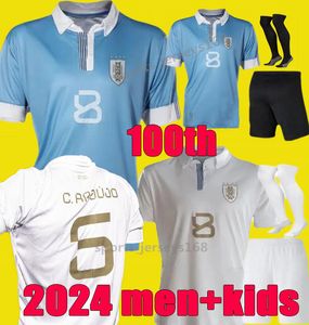 2024 Uruguay Soccer Jerseys 100th Anniversary 24 25 L.SUAREZ E.CAVANI N.DE LA CRUZ G.DE ARRASCAETA F.VALVERDE R.ARAUJO R.BENTANCUR men kids kit home Away Football Shirts