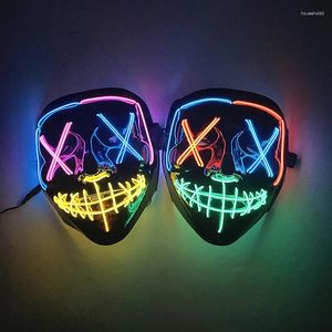 Party Supplies Leuchtende Neon-Horror-Gesichtsmaske mit LED-Leuchten, Purge für Halloween, leuchtende Cosplay-Festival-Kostüm-Requisiten