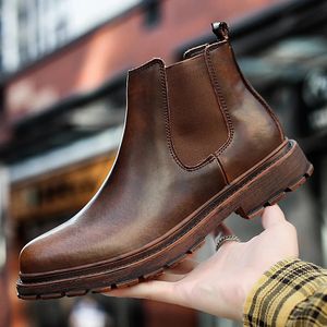 Brand Oxford Men Shoes Male Designer Genuine Leather Mens Wing Tip Chelsea Ankle Boots Business Dress Short Boots 240126