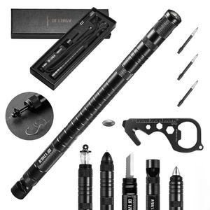 Multifunktionales Outdoor-Tactical-Pen-Überlebensgerät, Selbstverteidigung, Rettungsbedarf, Wandern, Camping, Überlebenswerkzeug mit Kompass 240124