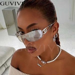 Güneş gözlükleri Rimless y2k güneş gözlükleri Kadın erkekler modaya uygun güneş gözlüğü etrafına sarılın punk tek parça gözlükleri spor metal çerçeve tonları uV400 gözlük yq240131