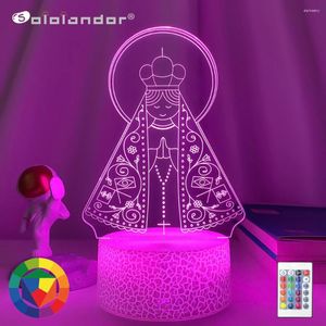 Night Lights Est 3D Led Light Our Lady Aparecida For Church Decoration Cool Gift Faith Usb Battery Powered Table Lamps
