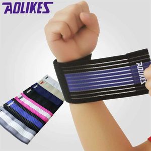 Suporte de pulso 1pcs esporte algodão elástico bandagem mão esporte pulseira ginásio suporte de pulso cinta envoltório fitness tênis polsini suor banda yq240131