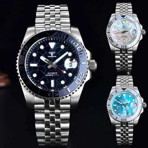 Other Watches Tandorio Diver Automatic Watch for Men 40mm Mother of Pearl Dial Luminous Face NH35 20ATM 200M Waterproof Glide Lock Bracelet J240131