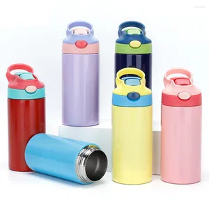 Water Bottles Flip Top Kids Sublimation Bottle Stainless Steel Sippy Cup Double-Wall Insulated For Milk/Soda/Juice/Drinks