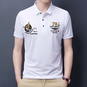 Cross Border Men 's Short Sleeved T-Shirt, Summer New Products, 자수 남성용 옷깃 세련된 티셔츠, 중년 및 젊은 슬림 한 반살