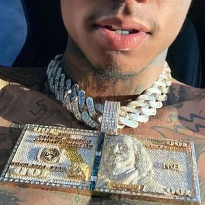 Fábrica personalizada rapper artista iced out vvs laboratório moissanite diamante hip hop usd dólar nota pingente 10k fabricante de jóias