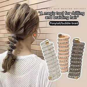 Hair Accessories Inlaid Diamond Telephone Line Loop Girls Shiny Luxury Rhinestone Band Ponytail Bubble Braid Headwear