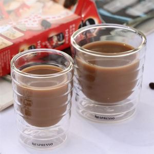 6st Lot Caneca Handblåst dubbelvassle Protein Canecas Nespresso Coffee Mug Espresso Coffee Cup Thermal Glass 85 ml Y200104297N